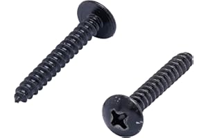Bolt Dropper No. 6 X 1" Stainless Truss Head Phillips Wood Screw, (25 Pack), Black Xylan Coated 18-8 (304) Stainless Steel Corrosion Resistant Screws, by Bolt Dropper