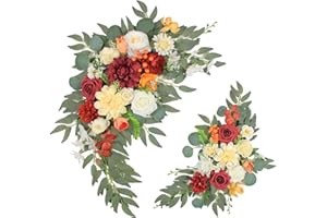 BASIMAN Pack of 2 Wedding Arch Flowers,Wisteria Hanging Flowers,Faux Flowers,Flower Garland Be Suited to Wedding Arch,Aisle Decorations for Wedding Ceremony,Wedding Arches for Ceremony (red)