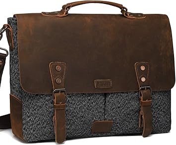 tweed and leather bag