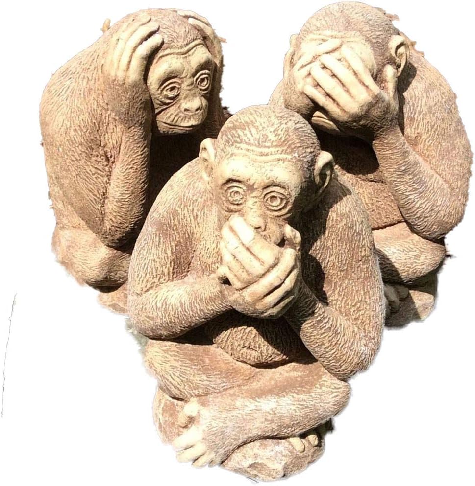 Mr Pots stone garden monkeys chimpanzee wise monkey brown RUS