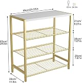 HOME BI 4-Tier Metal Shoe Rack with MDF Top Gold Storage Organizer view 5