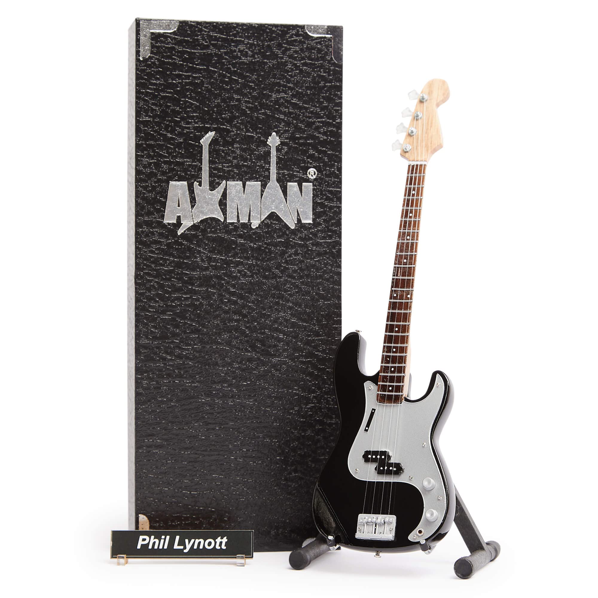 Phil Lynott (Thin Lizzy): Miniature Guitar Replica - Music Gifts - Handmade Ornamental 1/4 Scale - Includes a Display Box, Name Tag and Miniature Guitar Stand