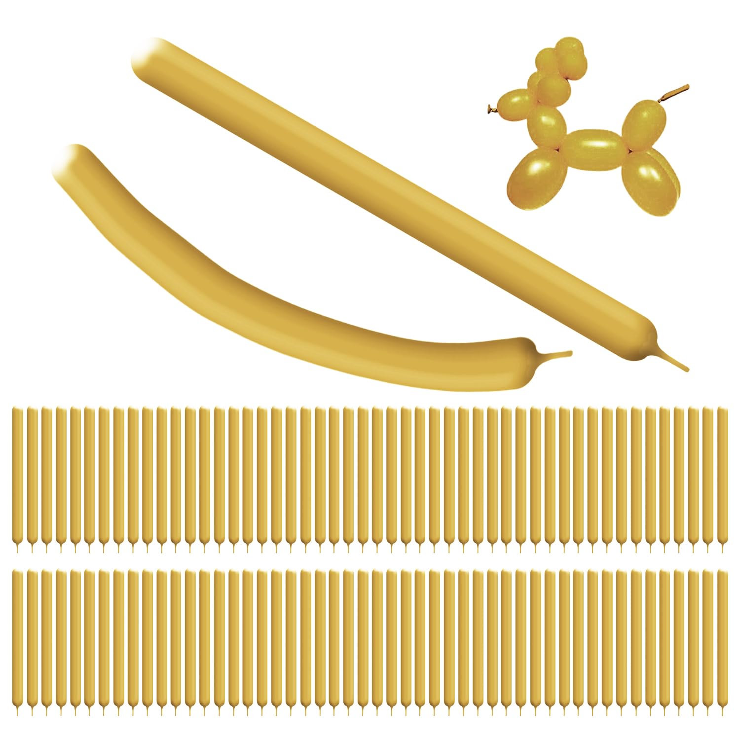 100 Pieces Of Golden Long Balloons, Versatile Twisting Balloons, Hand-Held Long Balloons, Magic Braided Long Balloons, Party Balloon Decorations, Suitable For Birthdays And Wedding Parties