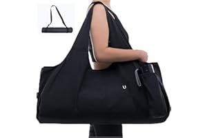 Uhawi Yoga Mat Bag Large Yoga Mat Tote Sling Carrier with 4 Pockets Fits All Size Mats With Multi-Functional Storage Pockets Light And Durable（With Yoga Mat Carrying Strap）