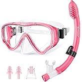 U PHITNIS Kids Snorkel Set for Age 4-14 - Dry Top Snorkeling Gear for Kids Junior & Youth - Childs Diving Mask with Big Eyes 