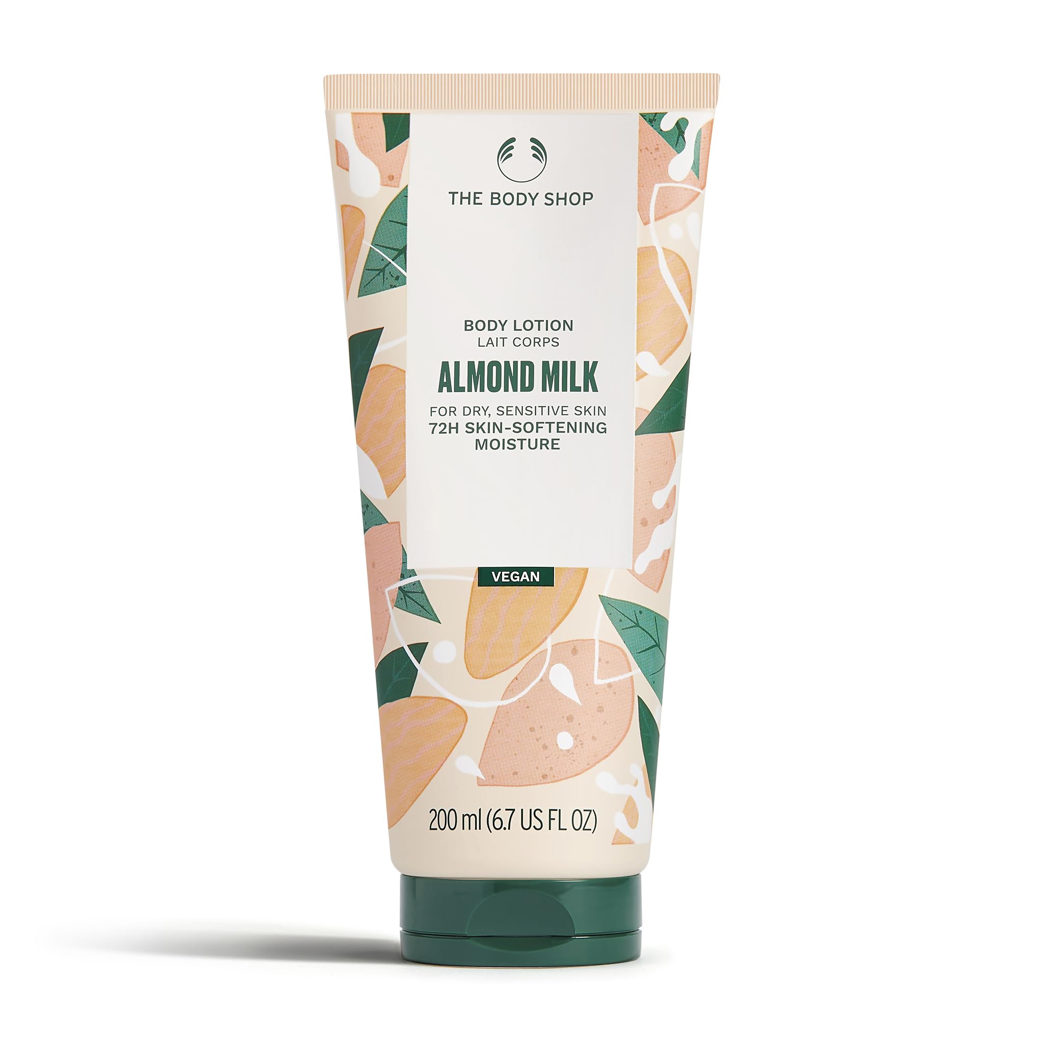 The Body Shop Almond Milk (1x 200ml), Body Moisturiser with Shea Butter, Body Cream for Dry Sensitive Skin, 72H Nourishing Moisture, Body Care, Non-Greasy Vegan Formula, Dermatologically Tested