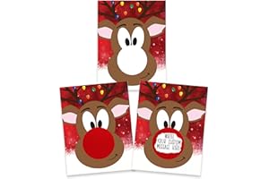 My Scratch Offs – 20 Pack Rudolph the Red Nose Reindeer DIY Make Your Own Scratch Off Cards, 3x4-Inch, Personalized Holiday Message Cards for Classroom, Office & Gifts