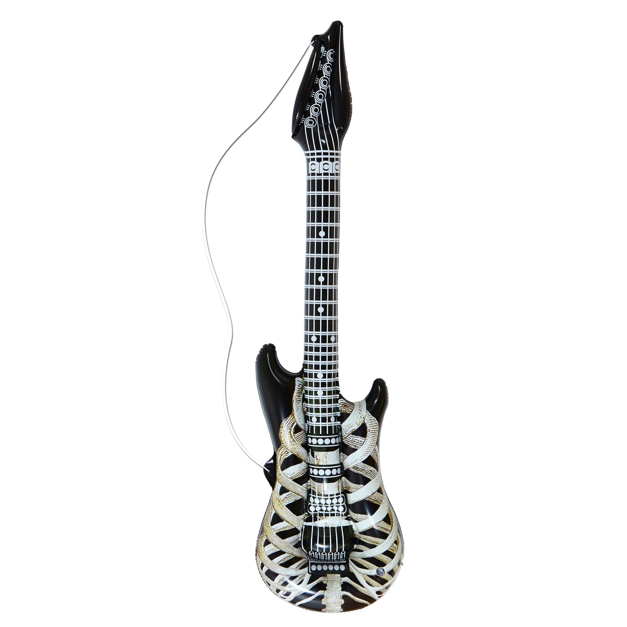 Widmann 04753 - Inflatable Skeleton Guitar With Strap, Adult Unisex, Length 105 cm, Rock Star, Punk, Musicians, Carnival, Theme Parties