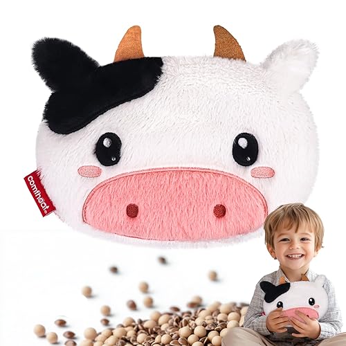 Comfheat Cow Microwave Heating Pad for Pain Relief, Unscented Microwavable Heating Pads Stuffed Animal for Cramps, Neck Shoulder, Muscles, Natural Small Heat Pack Moist Heat with Washable Cover