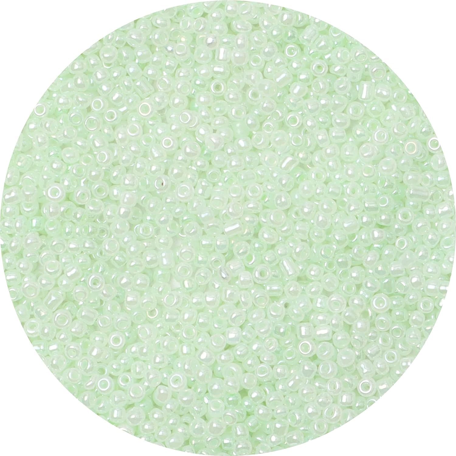 5000PCS Light Green Glass Seed Beads 3mm for Bracelet Making,Small Pony Craft Beads for Jewellery Making, DIY Necklace Earring Keychain and Crafting
