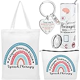 Patelai 4 Pcs Speech Language Pathologist Gifts for Women Christmas Slp Appreciation Gift 20 oz Tumbler Speech Therapist Makeup Canvas Bag Thank You Keychain for Therapist Xmas Birthday Graduation