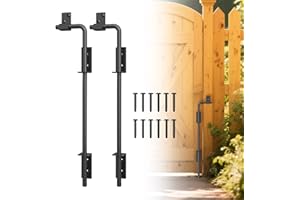URDOGSL 24" Heavy Duty Cane Bolts for Gates with Upgraded Square Hardware Gate Drop Rod with Black Finish for Wood PVC Vinyl Fences Gates, Double Doors-2 Pack