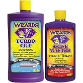 Wizards Turbo Cut (32 Oz) and Shine Master (16 Oz) Bundle | Buffing Compound for Car Scratch Repair and 1200&ndash;1500 Grit Scratches - Cleans, Polishes and Seals Paint in One