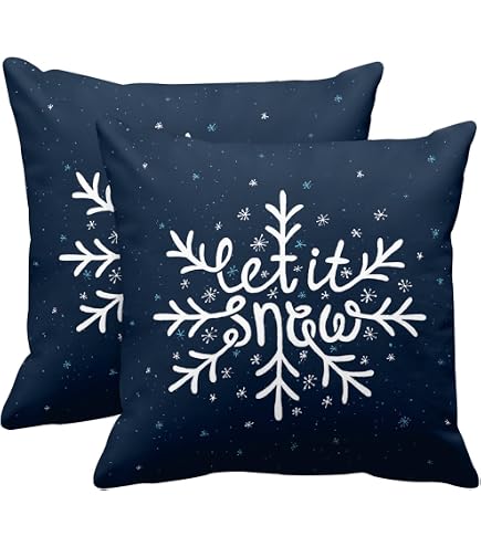 Fundas De Almohada Navideñas ULOVE - Juego De 2, 20x20 Pulgadas - Patrón Bola De Alegría Invierno - Decoración Granja