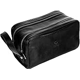 Time Resistance Leather Cosmetic Bag Toiletry Italian Classy Dopp Kit