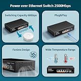 YuanLey 6 Port 2.5G PoE Switch Unmanaged 4x 2.5G PoE 2x 10G SFP 78W Fanless view 6