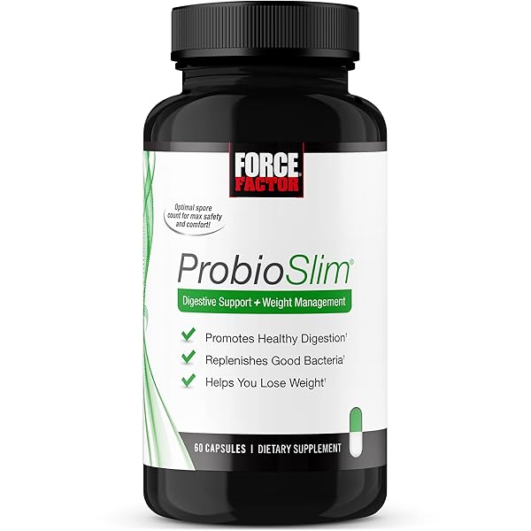 FORCE FACTOR PROBIOSLIM PROBIOTICS FOR WOMEN AND MEN, PROBIOTICS FOR DIGESTIVE HEALTH TO REDUCE BLOATING, GAS, & OCCASIONAL DIARRHEA, WITH PREBIOTICS, LACTOSPORE, & GREEN TEA FOR ENERGY, 60 CAPSULES