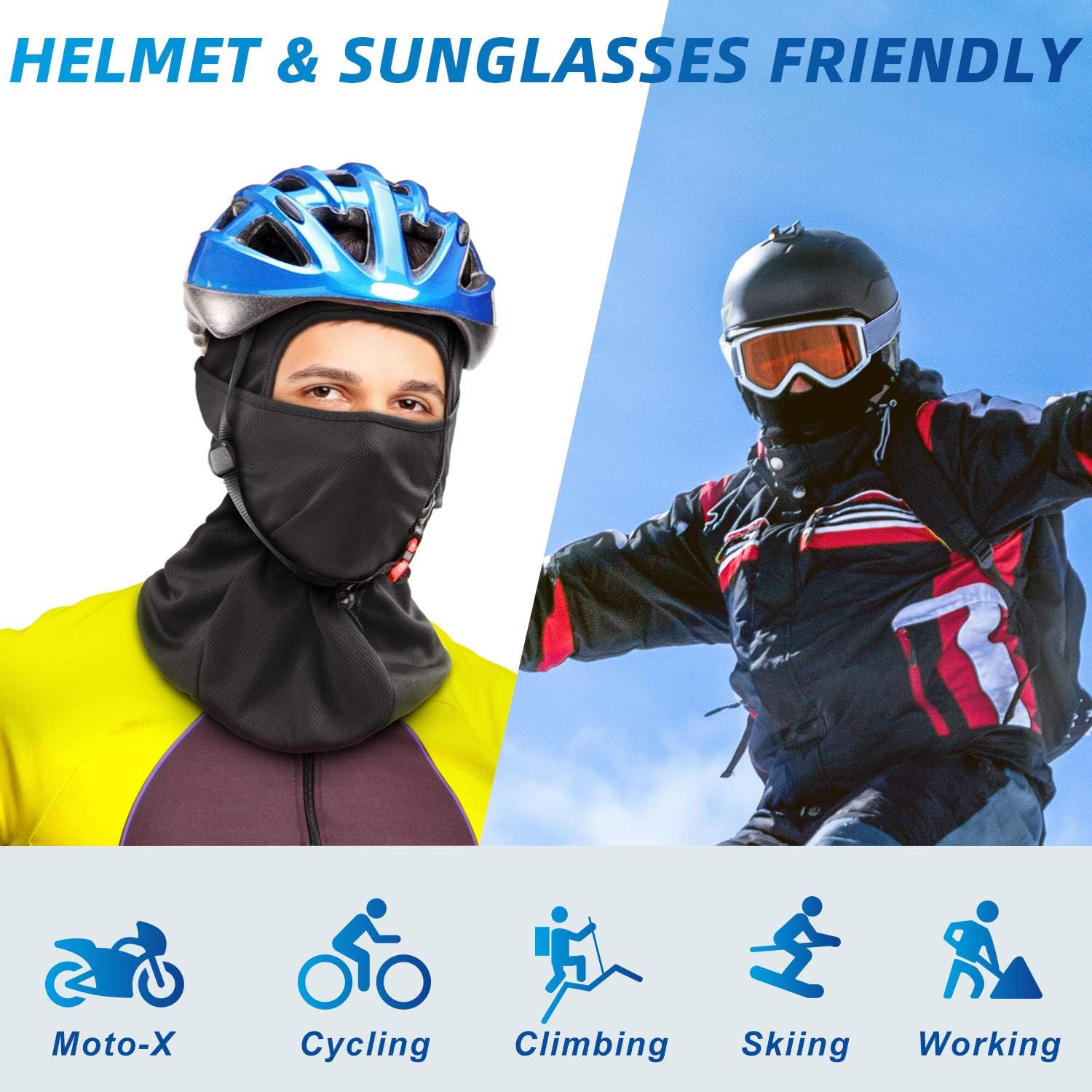 AstroAI Balaclava Face Mask Ski Mask-UV Protection Windproof Dustproof Mask for Men Women Skiing Snowboarding Cycling Hiking Black Mask: Automotive