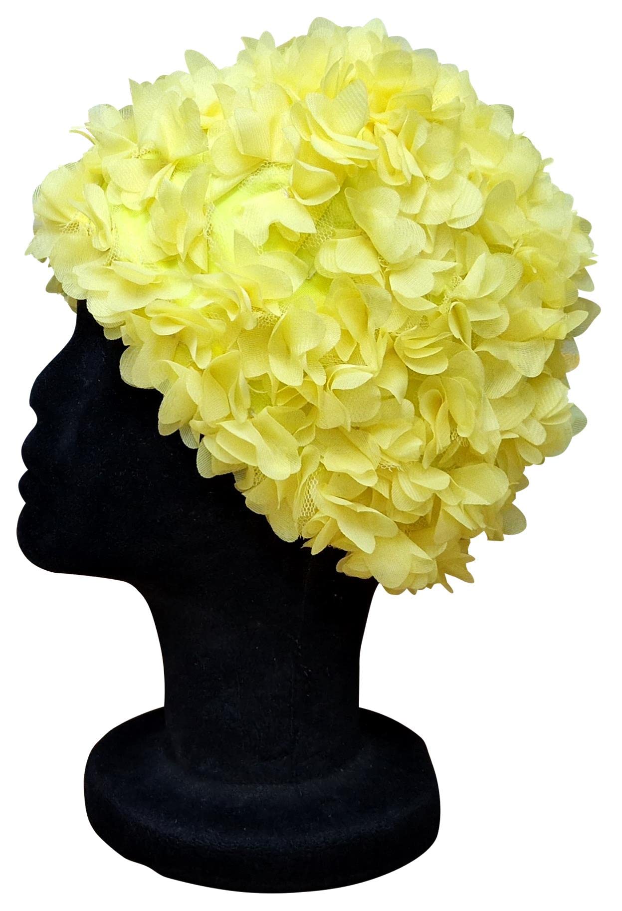 Blue Reef Virgo Floral Ladies Classic Retro 3D Flower Petal Plain One Colour Pretty Stylish Vintage Swimming Hat Swim Cap One Size Adults (Yellow)