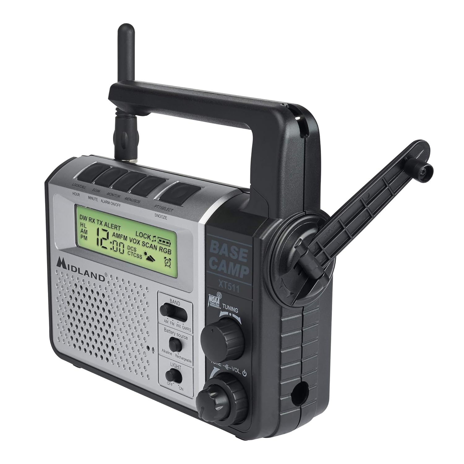 Midland Emergency Crank TwoWay Radio 22Channel LED Flashlight NOAA