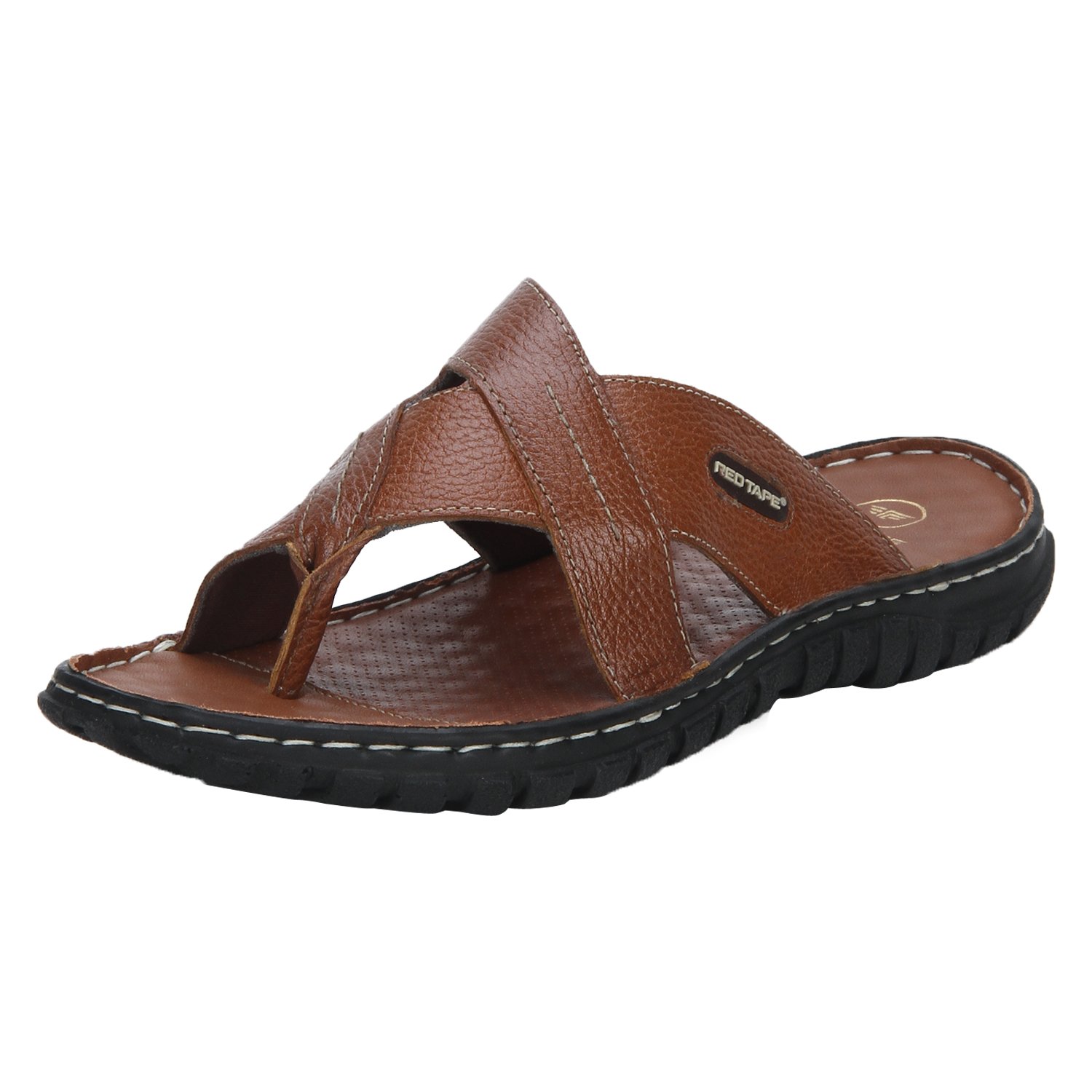 red tape men's tan leather sandals