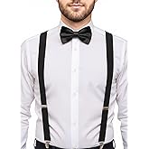 trilece Men’s Suspenders and Bow Tie Set – Adjustable Y-Back Suspenders with Matching Bow Tie for Weddings and Formal Wear