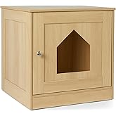 �鶹�� Basics Furniture-Style Litter Box Enclosure Hidden Litter Box for Indoor Cats, Wooden Cat House with Single Door, Encl