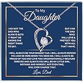 ROMESIA To My Daughter Necklace From Dad With Heartfelt Message, Daughter Birthday Present From Dad, Jewelry Gifts For Graduation for Her From Mom or Daddy, 14K Pendant