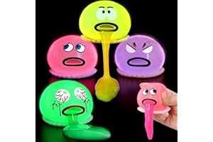 LOMKIWE 4 Pack Puking and Sucking Slime Ball Fidget Toy, Glow in The Dark Vomiting Stress Balls, Hilarious and Gross Prank Toys Gag Gift, Novelty Sensory Squeeze Toy for Kids Adults