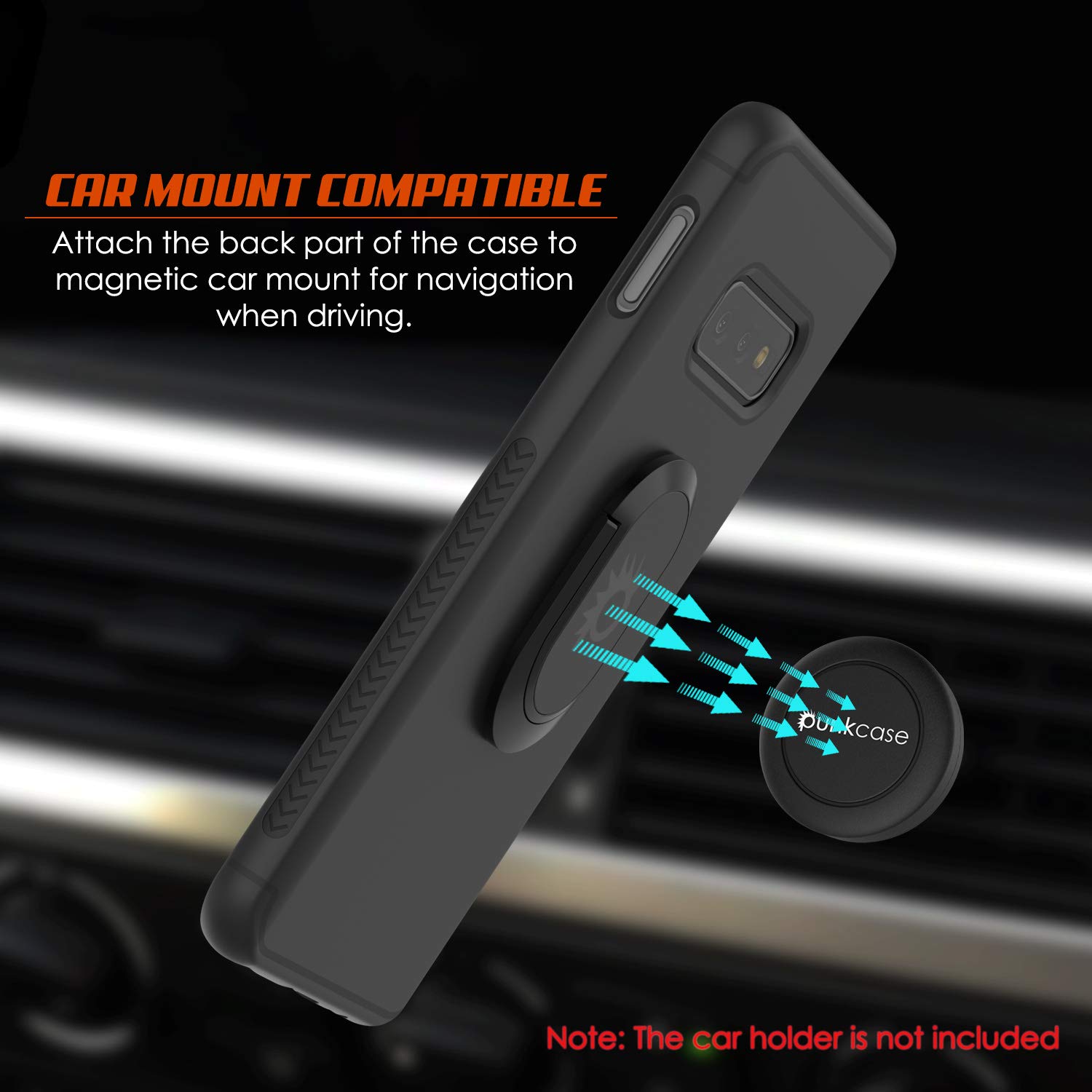 Punkcase S10e Case [Magnetix] Protective TPU Cover W/Kickstand, Ring Grip Holder & Metal Plate for Magnetic Car Phone Mount with Screen Protector Compatible W/Samsung Galaxy S10e Edge [Black]