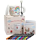 Paint Your Own Ceramic Mug Kit - DIY Ceramic Painting Kit for Adults Kids, Paintable Ceramic Mug Decorating Set, Custom Mugs Design Your Own, Ceramic Painting Kit Includes Mug, Paints, Manual
