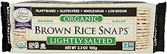 Edward & Sons Organic Lightly Salted Plain Brown Rice Snaps - Gluten Free Rice Crackers, Oven Baked Snack, Whole Grain, No Ad