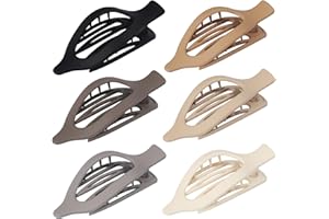 CHANDAT Flat Hair Clip 6 pcs Lay Down Claw Clips Hair Accessories for Women -Brown Grey