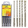 NEWTASTE 5PCS SDS Plus Rotary Hammer Drill Bit Set, Carbide Tipped for Stone, Brick, Marble, Concrete, Masonry Drill Bit with Storage Box(Size 3/16", 1/4", 5/16", 3/8", 1/2")