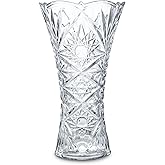 kanpura Clear Crystal Vase, Glass Flower Vase Thickening Design Suitable for Home Christmas Centerpieces Decor, Mothers Gift,9.2'' Tall(1 Piece)