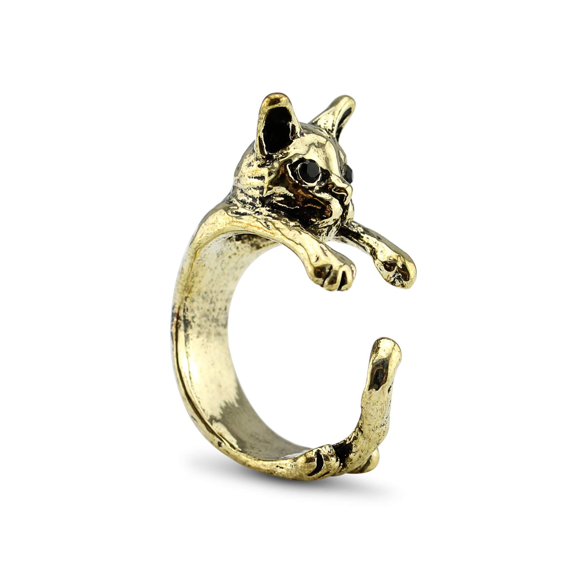 Serebra Jewelry Cat Ring with Silver, Bronze, Black Tone Adjustable Size (Bronze)