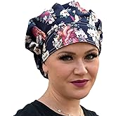 KimKaps Bouffant Style Surgical Nurse Scrub Hat - Cute Heart Cardiology Themed Cap Rhythm and Blues - Style 1
