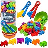 Counting Animals Toy Matching Games with Sorting Bowls Sorting Toys for Toddlers Preschool Learning Activities for Math Color Sensory Montessori Fine Motor Skills Toys for 3 4 5 Years Old Boys Girls