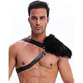 LA CARRIE Viking Faux Leather Single Pauldron Shoulder Armor Harness Men Medieval Guards Warrior Costume LARP Accessory
