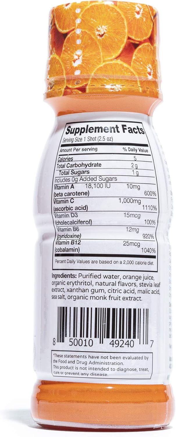 Immune Shot Orange (12 Pack)/by Feel Good Organic Superfoods/Organic, Non-GMO, Gluten Free, Vegan/Support Immune System to Fight viruses and pathogen.: Health & Personal Care