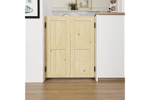 JUJUBON Swinging Half Doors 30" x 42" Solid Wood Country Style Interior Swing Two-Way Cafe Door with Metal Hinges Quiet Operation for Kitchen, Bar, Hallway, Garden