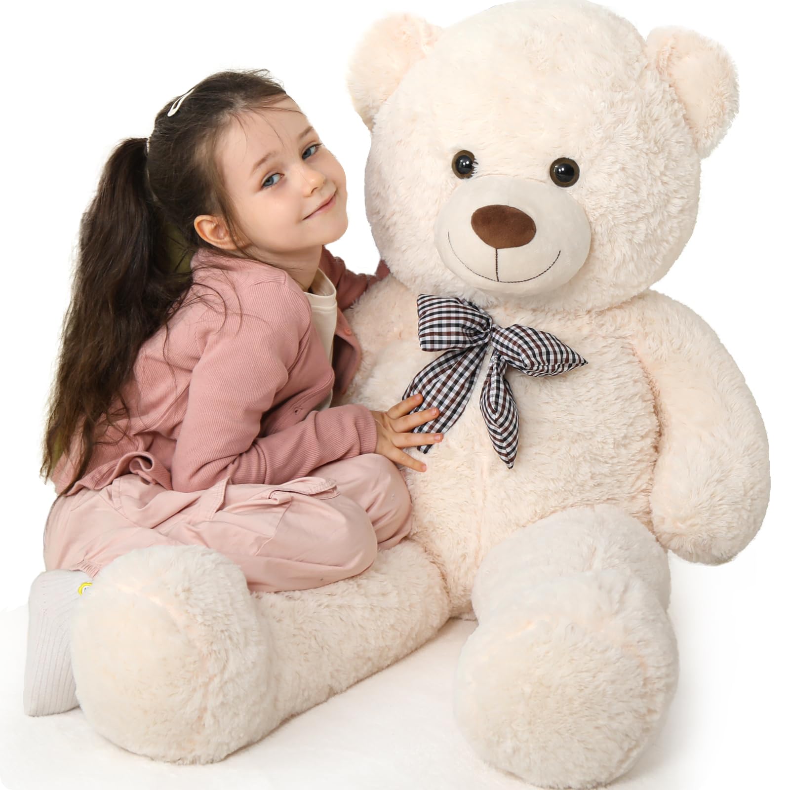 Photo 1 of MaoGoLan Giant Teddy Bear Plush Toy - Ultra Soft & Cute Large Stuffed Animal 39 inches, Perfect for Baby Showers, Birthdays, Valentine’s Day Gifts (Kids, Couples, Family),Beige