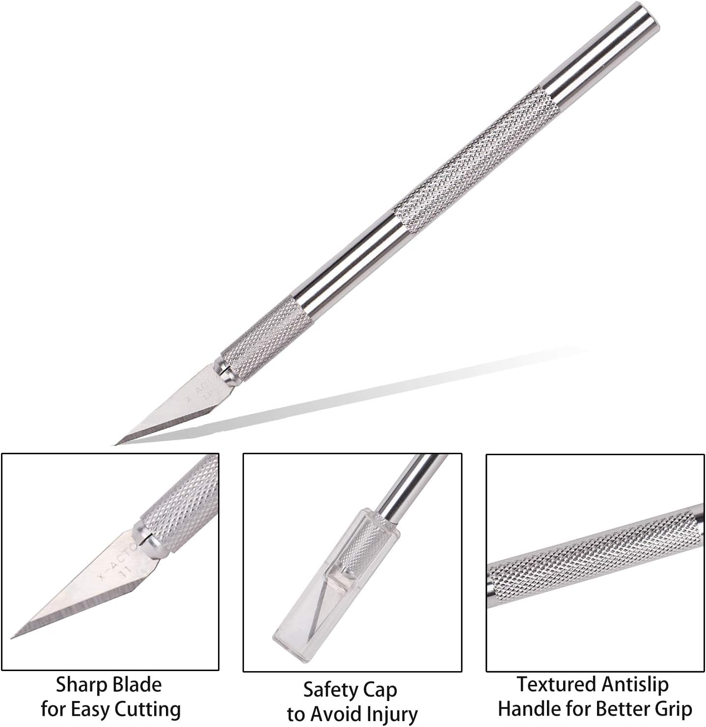 Amazon Co Jp Savita ホビーナイフセット ソリッドメタルペンナイフ 小型 彫刻 クラフト ユーティリティナイフキット Diyアート作業 カットツール 2パックのハンドルと40パックのスペア交換用ブレード付き ホーム キッチン