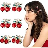 DOPENSPI 6 Pcs Small Cherry Hair Clips for Women,Rhinestones Cherry Claw Clips Cute Small Claw Clip Cherries Shape Barrettes Fruit Clip Hair Accessories for Women Christmas Gifts Headwear
