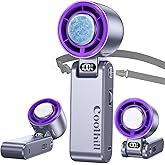 Handheld Portable fan with Turbo Cooling - Hand Held Fan Rechargeable, 1-199 Speeds, Up to 12Hrs Battery Life, Powerful Mini Personal fan for Travel, Outdoor, Beach & Makeup