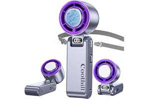 Coolhill Handheld Portable Fan with Ice Cooler: 100-Speed 5500mAh Rechargeable Handheld Fan, 12H Time Hand Cooling Personal Fans with 20000 RPM Air Turbo Tech for Travel Outdoor (Purple)
