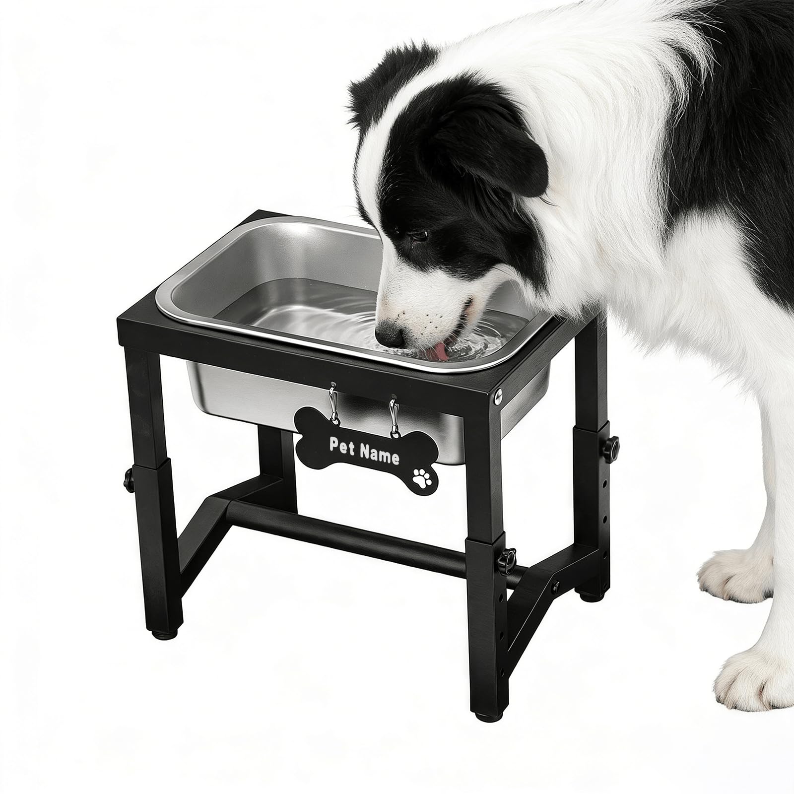 Photo 1 of 1.2 Gallon Elevated Large Dog Water Bowl, 4 Adjustable Height 7.8'',9.2'',10.6'',12''Raised Stainless Steel Bowl Stand for Small/Medium/Large Breed, Metal Dog Feeding Station for Relief Joint Pressure