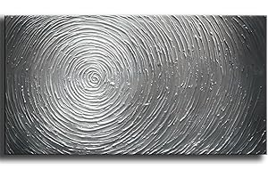 YaSheng Art - 24x48 Inch Large Abstract Art Oil Paintings on Canvas Silver Gray Gradient color Abstract Artwork Modern Home Decor Canvas Wall Art Ready to Hang for Living Room Bedroom