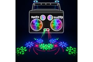 LJNYIWAN LED Patterns Stage Ligths, Party Lights Dj Disco Lights with Remote & DMX Controlled, Sound Activated Strobe Patterns for Party or Event, Game Dances, Karaoke Nights (8.7"x6.3"x7.5")