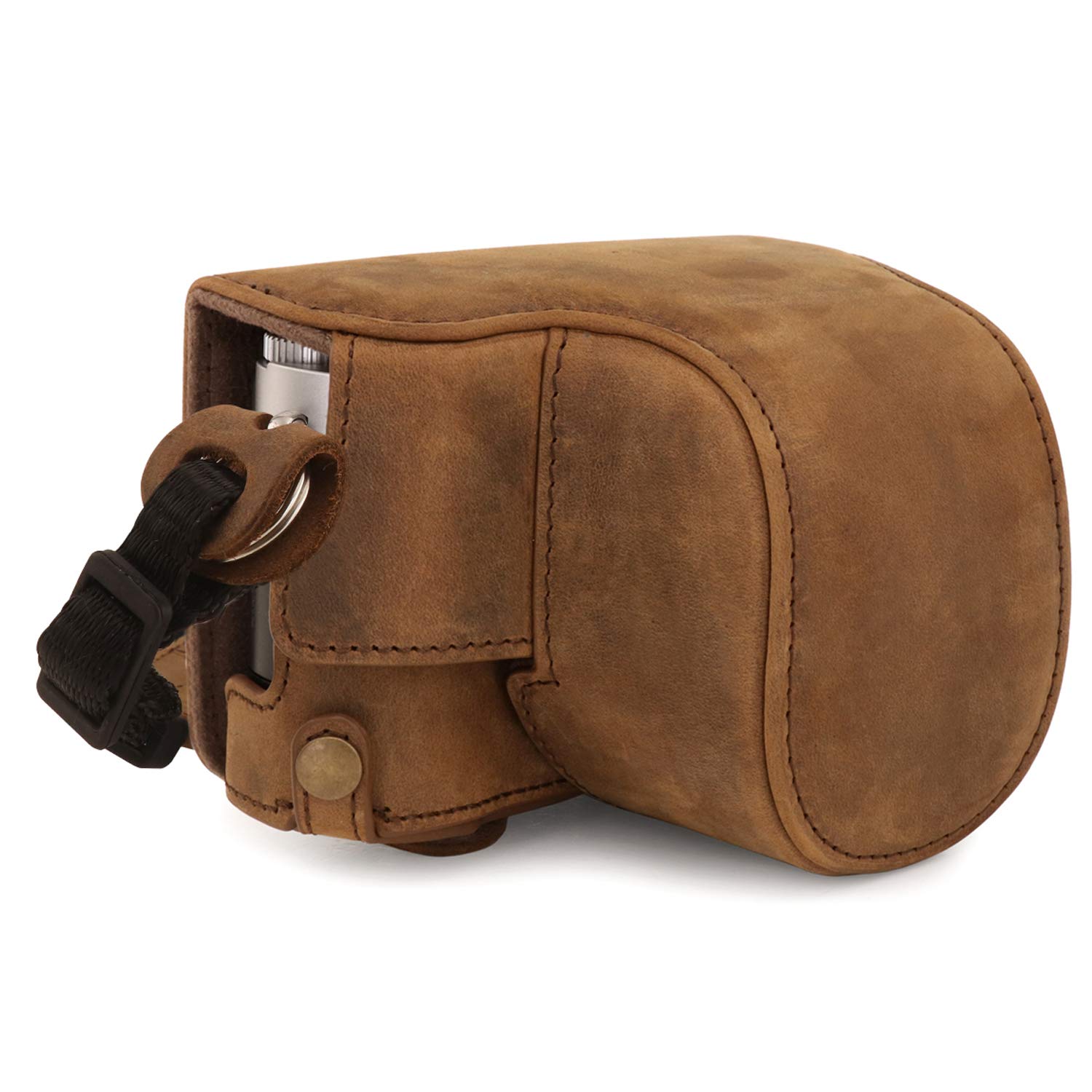 MegaGear MG1697 Ever Ready Genuine Leather Camera Case compatible with Leica D-Lux 7 - Cinnamon — image 1